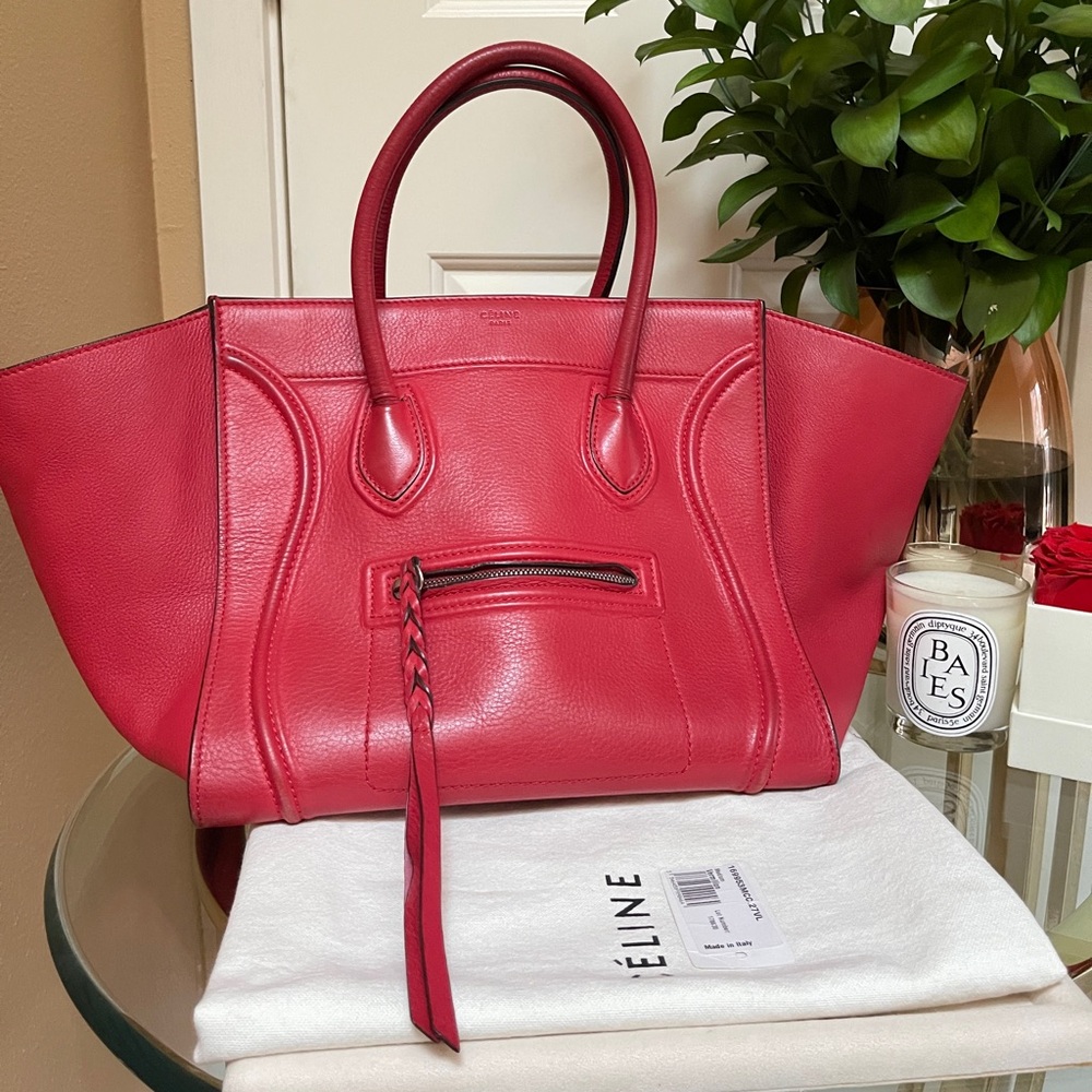 Celine Red Leather Phantom Luggage Tote